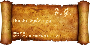 Herde György névjegykártya